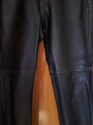 Pantalón de cuero genuino mujer negro