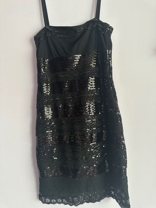 Vestido Mango Negro Lentejuelas