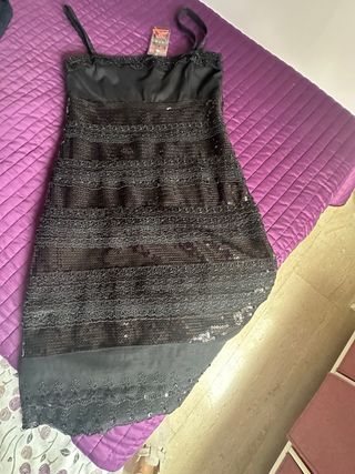 Vestido Mango Negro Lentejuelas