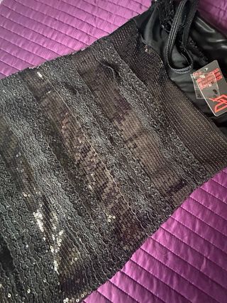 Vestido Mango Negro Lentejuelas