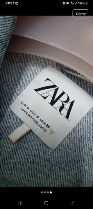 Cazadora vaquera Zara Talla S