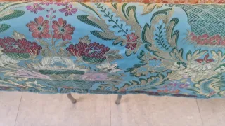 Telas de fallera rosa y morada azul naranja verde