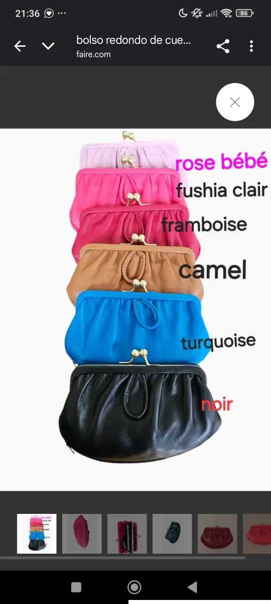 Bolso de mano de cuero redondo