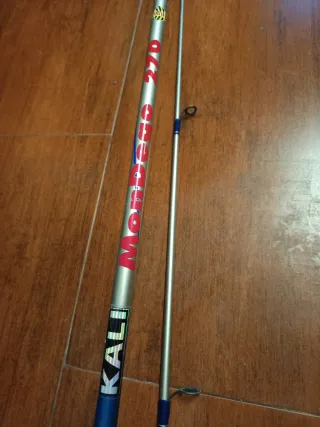 Caña de pescar azul y plateada