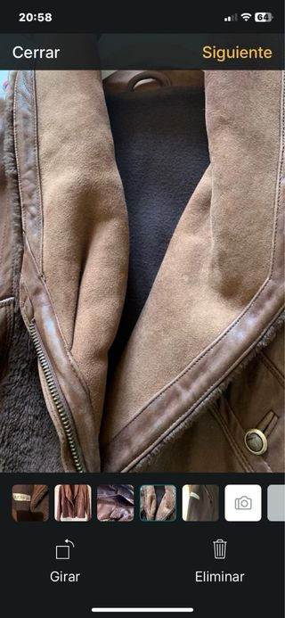 Chaqueta cuero marrón ante y mouton auténtica