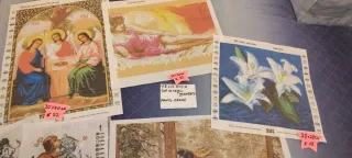 4 DISEGNI SU Tela Aida stampato PUNTO CROCE