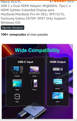 Adaptador USB-C a HDMI 4K 60Hz