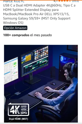 Adaptador USB-C a HDMI 4K 60Hz