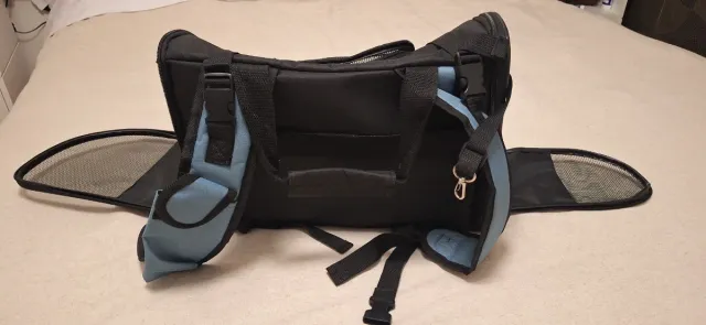 Transportín Perro/Gato Negro y Azul