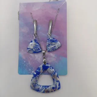 Conjunto Pendientes y Colgante hechos a mano, Triá