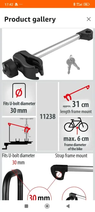 EUFAB Portabici con Lucchetto e Chiavi