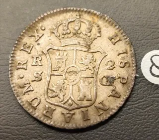 Moneda 2 Reales Plata Carlos III 1779 Sevilla
