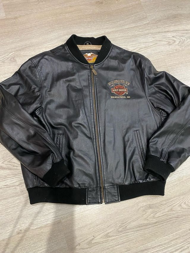 Cazadora Piel Harley Davidson XL Negra