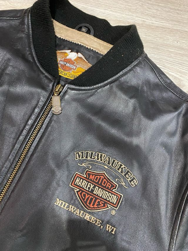 Cazadora Piel Harley Davidson XL Negra