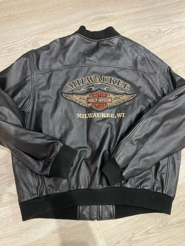 Cazadora Piel Harley Davidson XL Negra