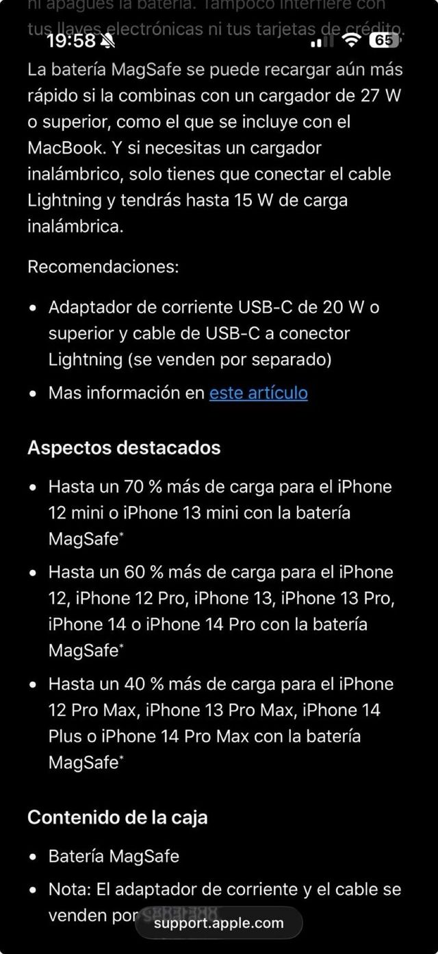 Batería Externa Apple MagSafe de puerto lighting