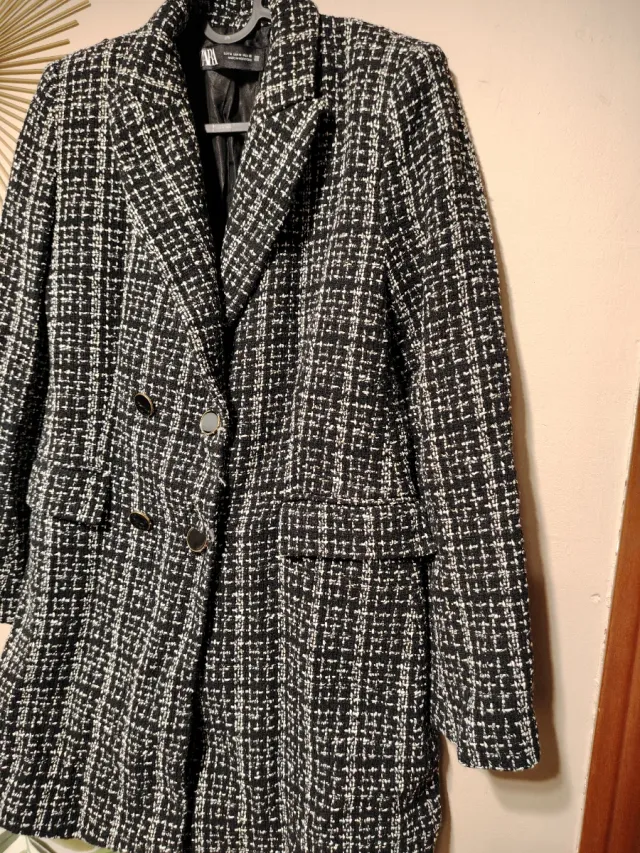 Chaqueta Zara Tweed Negra Talla M