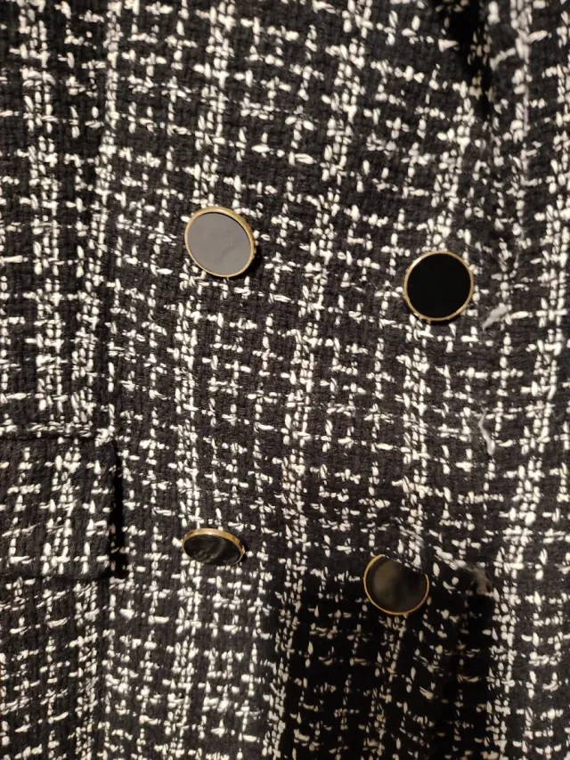 Chaqueta Zara Tweed Negra Talla M