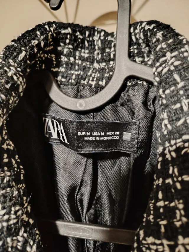 Chaqueta Zara Tweed Negra Talla M
