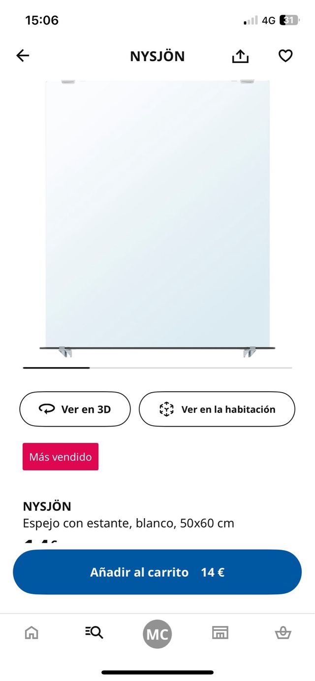 Espejo Nysjön Ikea Blanco 50x60cm