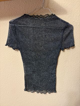 Top brillante fiesta negro/plata