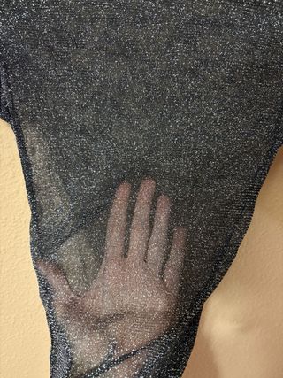 Top brillante fiesta negro/plata