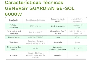 Generador Gasolina GENERGY GUARDIAN S6-SOL 6000