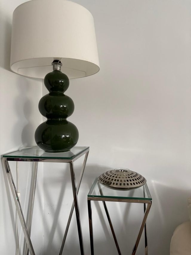 2 Comodini in Acciaio e Cristallo