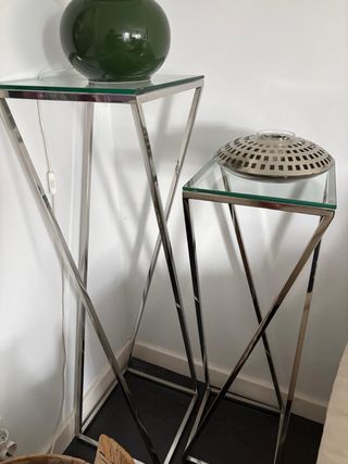2 Comodini in Acciaio e Cristallo