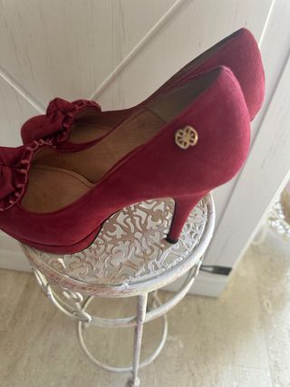 Salones Cuplé Rojos Tacón Plataforma