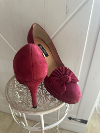 Salones Cuplé Rojos Tacón Plataforma