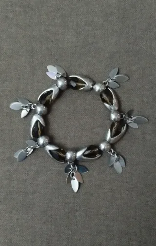 Pulsera elástica cristal ahumado y metal