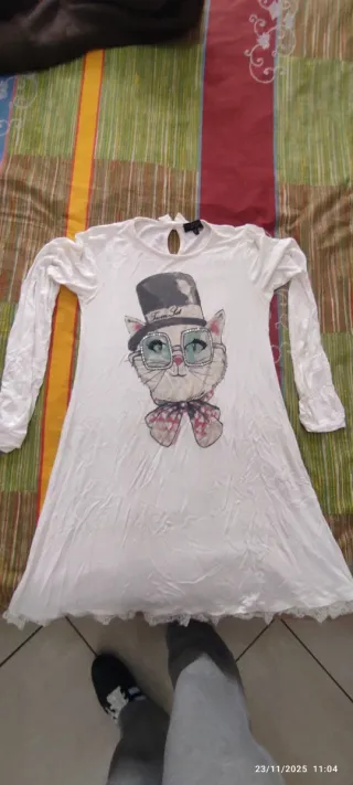 Vestito Twin Set bianco con gatto