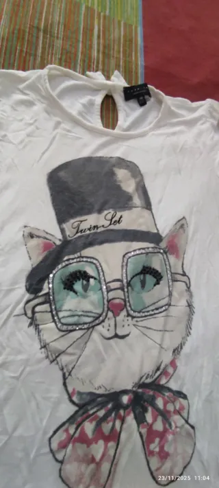 Vestito Twin Set bianco con gatto