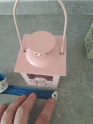 2 Lanterne Decorative Vetro Metallo