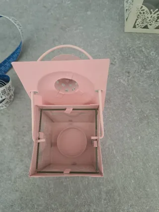 2 Lanterne Decorative Vetro Metallo