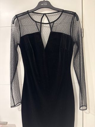 Vestido fiesta mujer negro manga larga