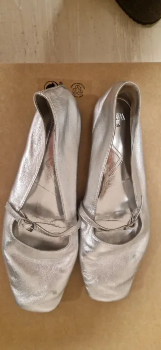 Bailarinas Zara plateadas talla 39