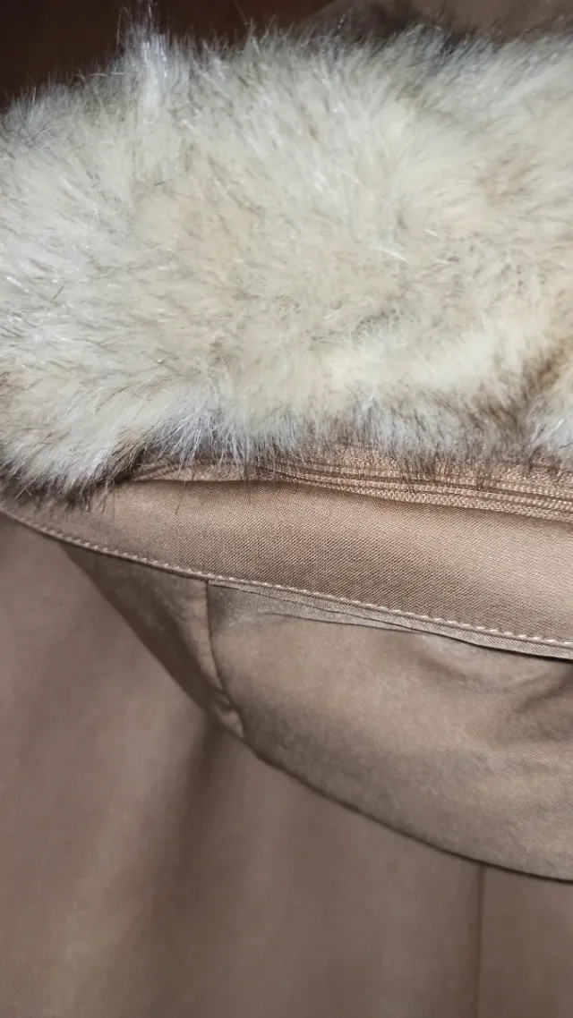 Parka Mango Beige con Capucha y Pelo