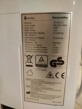 Deshumidificador Innvitop 16L. PARA REPARAR.