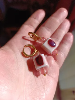 Pendientes Acero Cerámica Piedra Natural