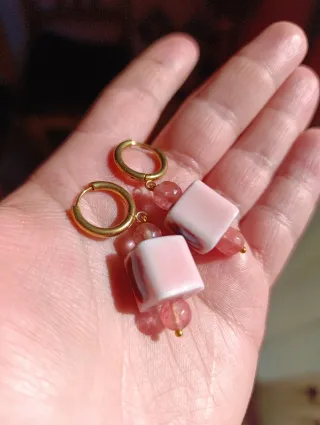 Pendientes Acero Cerámica Piedra Natural