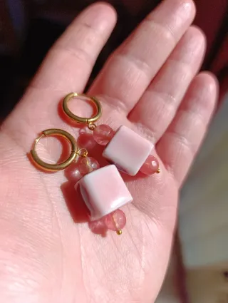 Pendientes Acero Cerámica Piedra Natural