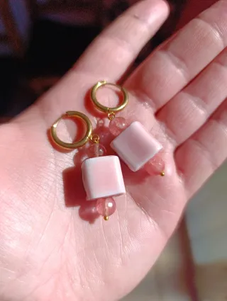 Pendientes Acero Cerámica Piedra Natural