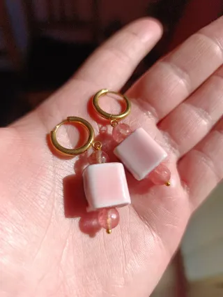 Pendientes Acero Cerámica Piedra Natural