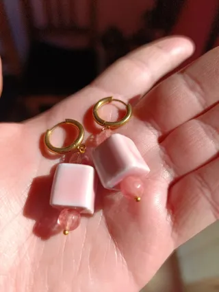 Pendientes Acero Cerámica Piedra Natural