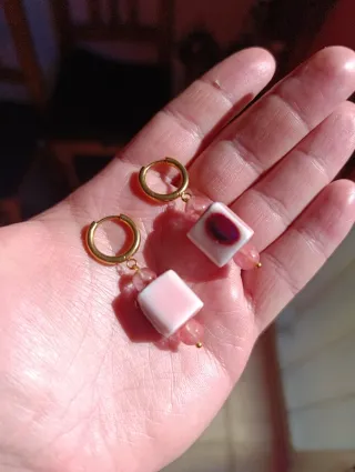 Pendientes Acero Cerámica Piedra Natural