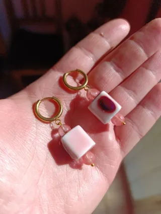 Pendientes Acero Cerámica Piedra Natural