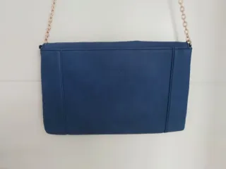 Bolso de mano, fiesta, de hombro, azul con cadena