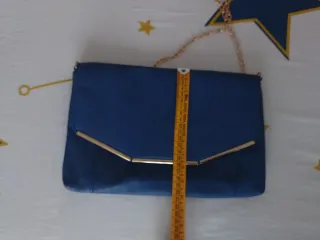 Bolso de mano, fiesta, de hombro, azul con cadena